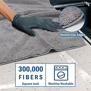 HOMEXCEL Professional Large Microfiber Car Drying Towels 2 Pack, Lint Free, Scratch Free, Highly Absorbent Drying Towel for Cars, SUVs, RVs, Trucks, and Boats, 31" x 24",Grey — photo 2 of 6