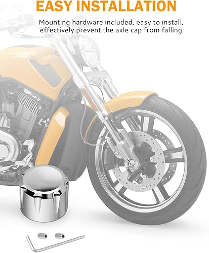 Miniatura 4 de PBYMT Tapa cromada para tuerca de eje delantero CNC de aluminio compatible con Harley Davidson Touring Road King Street Glide Electra Glide Softail