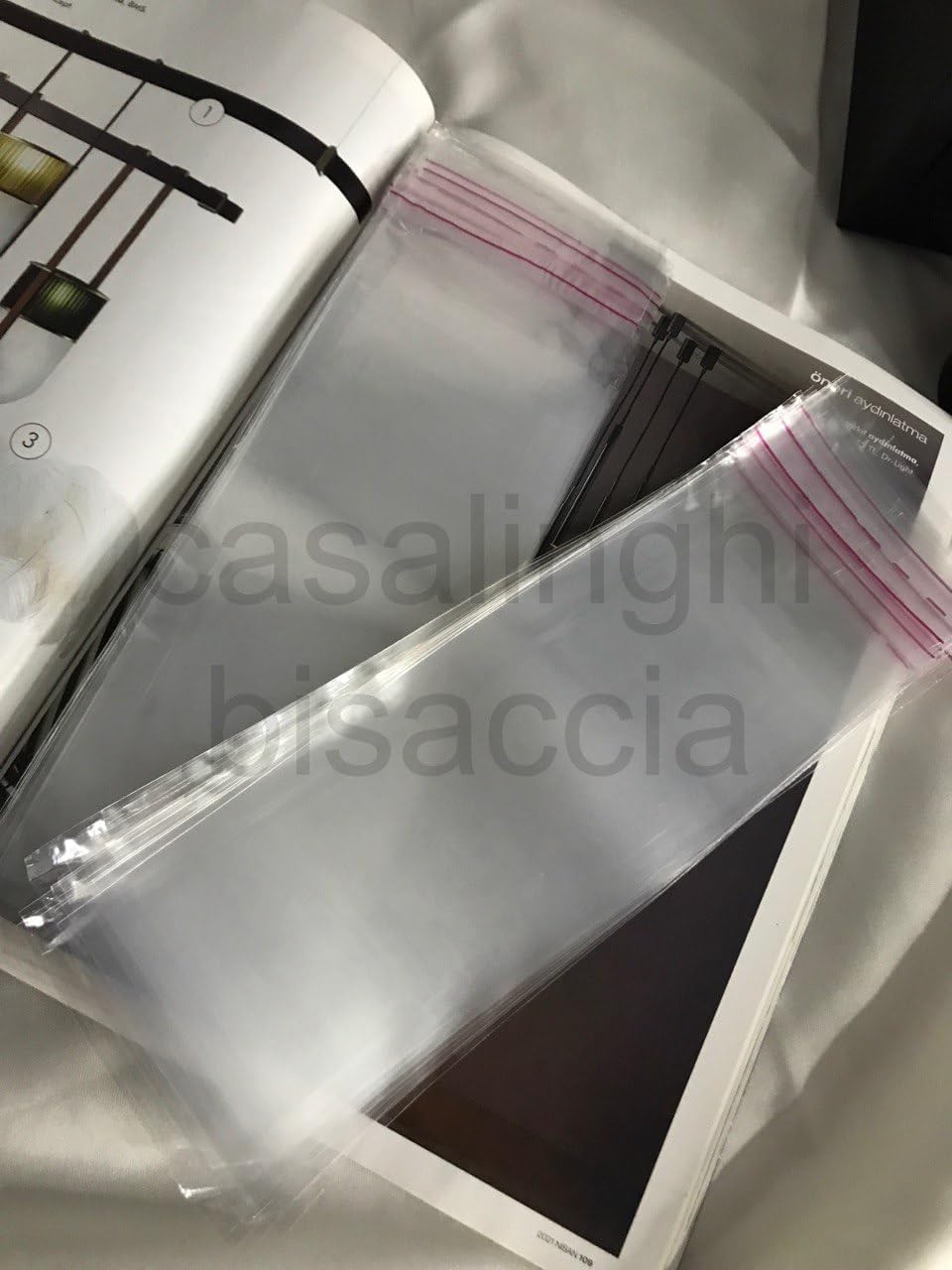 7x20 Cm (KAPAK PAYI DAHİL) Kendinden Yapışkanlı Jelatin Poşet Bantlı Şeffaf Opp Torba Paket 50li