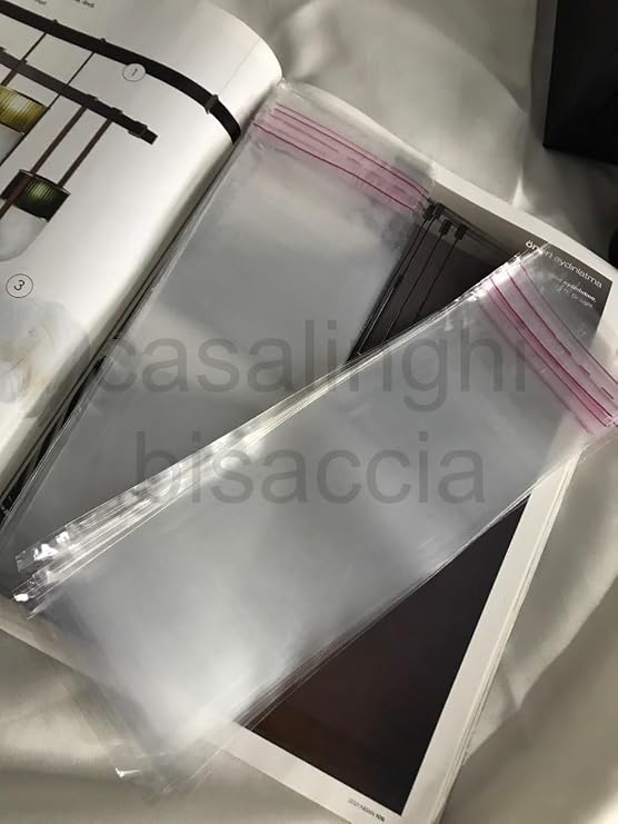 7x20 Cm (KAPAK PAYI DAHİL) Kendinden Yapışkanlı Jelatin Poşet Bantlı Şeffaf Opp Torba Paket 50li