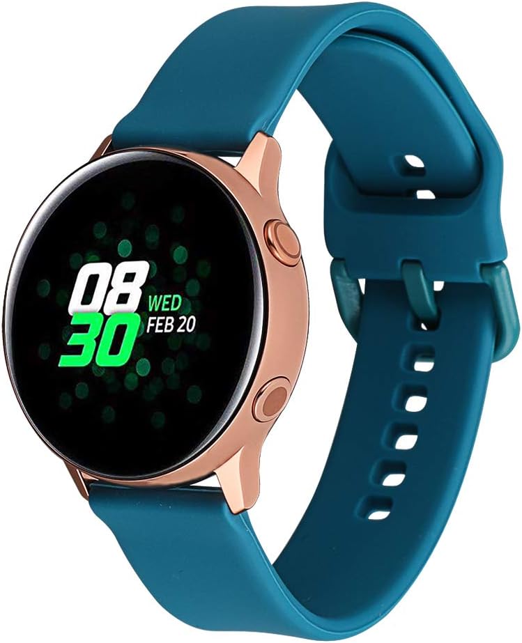 Klaas 20mm Width Silicon Band Compatible with Samsung Galaxy Watch 40mm 42mm/Gear Sport S2/Amazfit Bip/Huawei Smart Watch Quick Release Strap Wristbands for Ticwatch 2/S/E (Lake Blue, Size L)