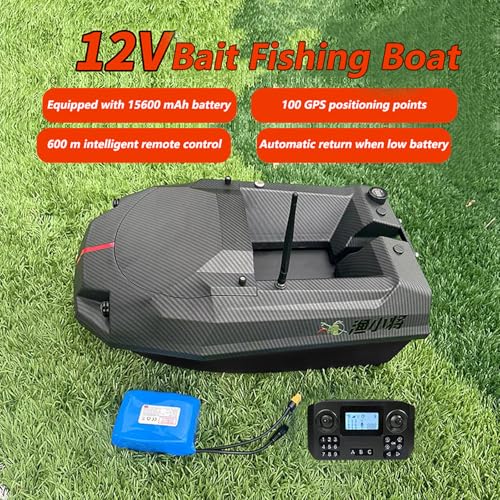 Esca da barca GPS per pesca con doppio telecomando, luci di pesca notturna, ritorno automatico, alimentazione 12 V, include 2 batterie rimovibili, esca e gancio consegna, portata 500 m