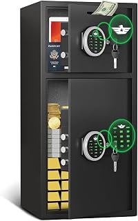 6.5 Cu ft Home Safe Box Fireproof Waterproof - Digital Keypad, Dual Alarm System, Deposit Slot & LED Light, Security Safe for Money Valuables
