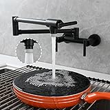 GYEQXKT Moderne, wandmontierte, klappbare Einhebel-Küchenarmatur mit 360°-Drehung, Messing-Schwarz-Finish und Zwei Betriebsmodi – perfekt für Ihre Küchenmodernisierung!