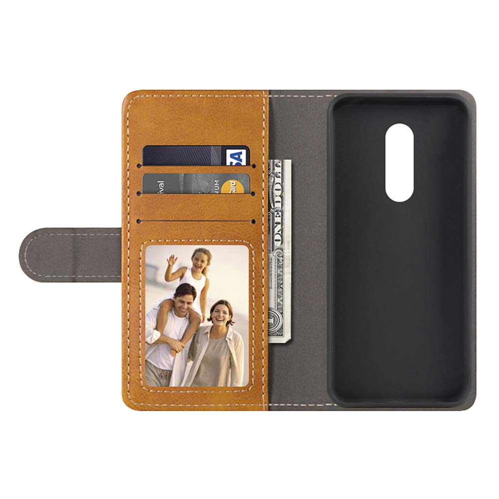 Custodia Portafoglio in Pelle PU con Finitura Scamosciata Compatibile con Vodafone Smart V22, Flip Cover Magnetica con Tasche per Carte (Marrone scuro