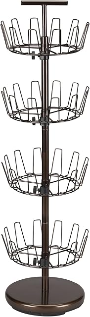 Household Essentials 2139-1 Metal Four-Tier Adjustable Revolving Shoe Rack | Holds up to 24 Pairs of Shoes | Antique Bronze Finish