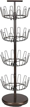 Household Essentials 2139-1 Metal Four-Tier Adjustable Revolving Shoe Rack | Holds up to 24 Pairs of Shoes | Antique Bronze F