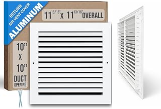 [2 Pack] Fits 10x10 Duct Opening | Aluminum Return Air Grille by Handua | Vent Cover Grill for Sidewall and Ceiling | Rust Free | Durable Powder Coating | HVAC Cold Air Intake Grille | White
