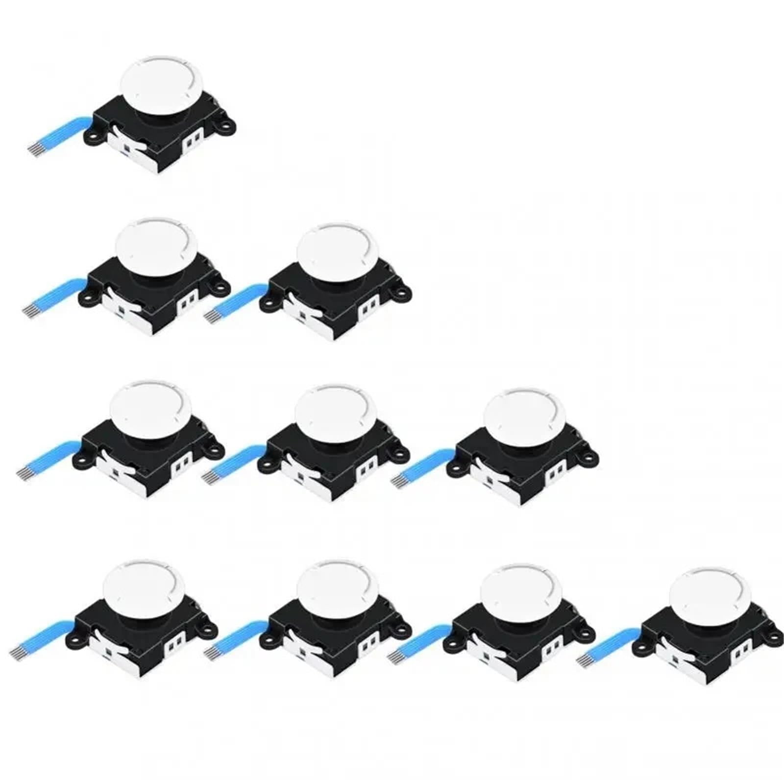 10pcs/set Replacement Analog Joystick ThumbStick Button Module For For Switch For Joy-on Controller Left/Right Analog Joystick(WHITE)