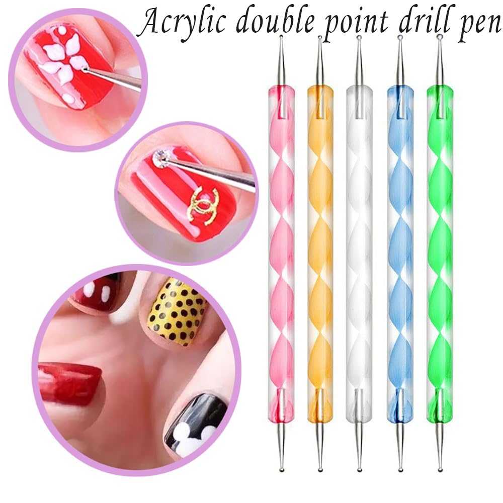 Nail Art Tools 73 Pcs Set Resin Nail Art Palette Nail Art Brush Nail Sponges with Metal Grabbing Pen 2-way Acrylic Silicone Engraving Pen Dotting Pen Home Salon Makeup Supplies (Colour)