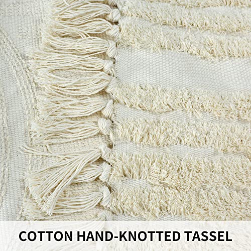 Zeeinx Boho Bathroom Rugs 2'X3' Cotton Hand Woven Area Rug With Tassels Machine Washable Rainbow Rug Cute Bathroom Rugs Throw Rug For Laundry Bedroom Living Room Kitchen #TOP1