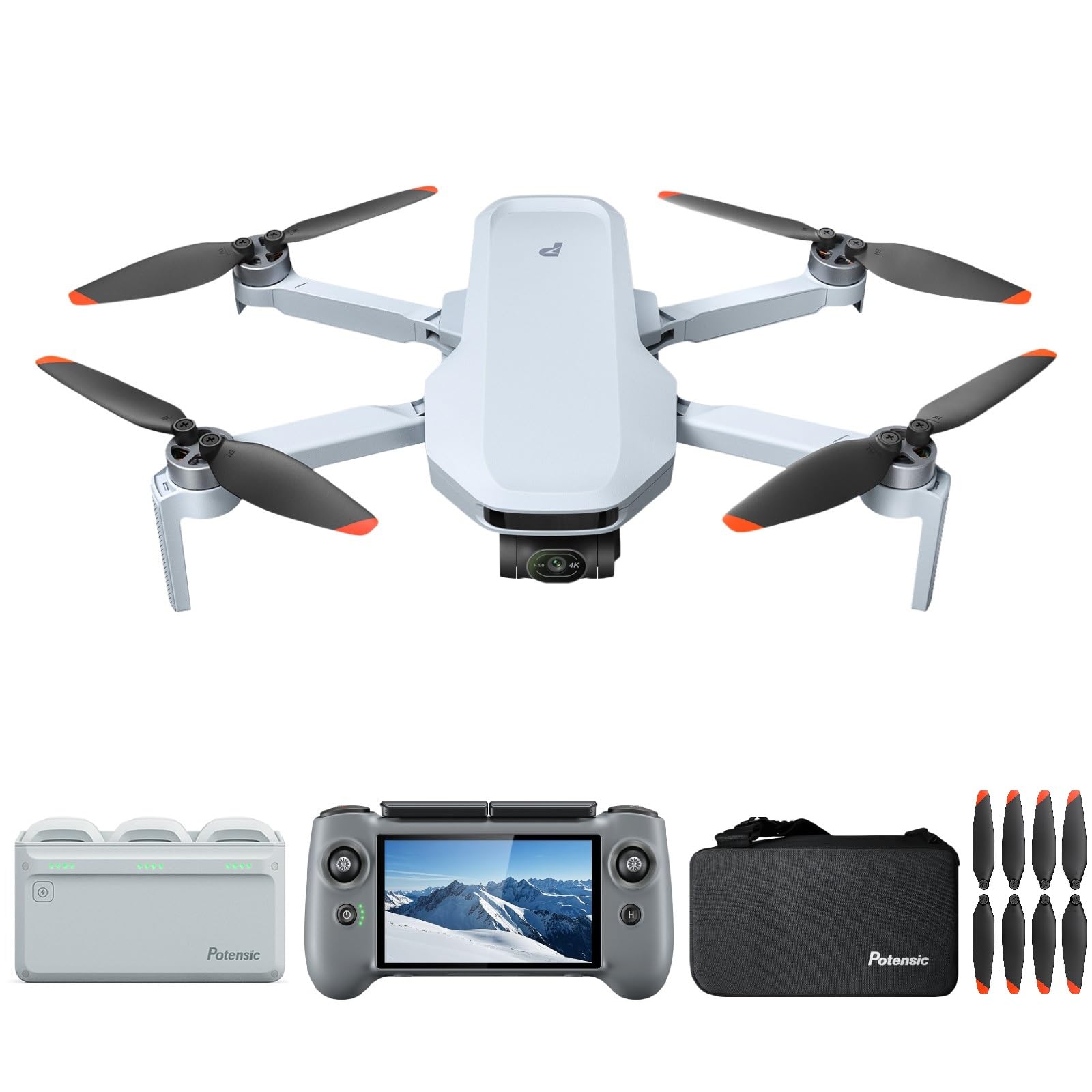 Potensic ATOM 2 Drohne mit PTD 1 Fernsteuerung Fly More Combo, Bundle inkl. Ersatzpropeller-Set