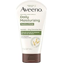 Aveeno Daily Moisturizing Face Lotion with Soothing Prebiotic Oat, Lightweight Non-Greasy Facial Moisturizer for Normal to Dry, Sensitive Skin, 24-Hour Moisture, Fragrance-Free, 5 oz