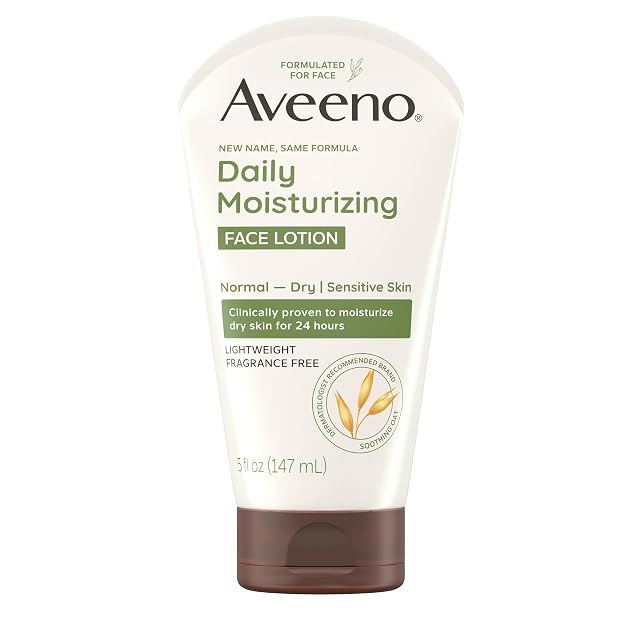 Aveeno Daily Moisturizing Face Lotion with Soothing Prebiotic Oat Lightweight Non-Greasy Facial Moisturizer for Normal to Dry Sensitive
