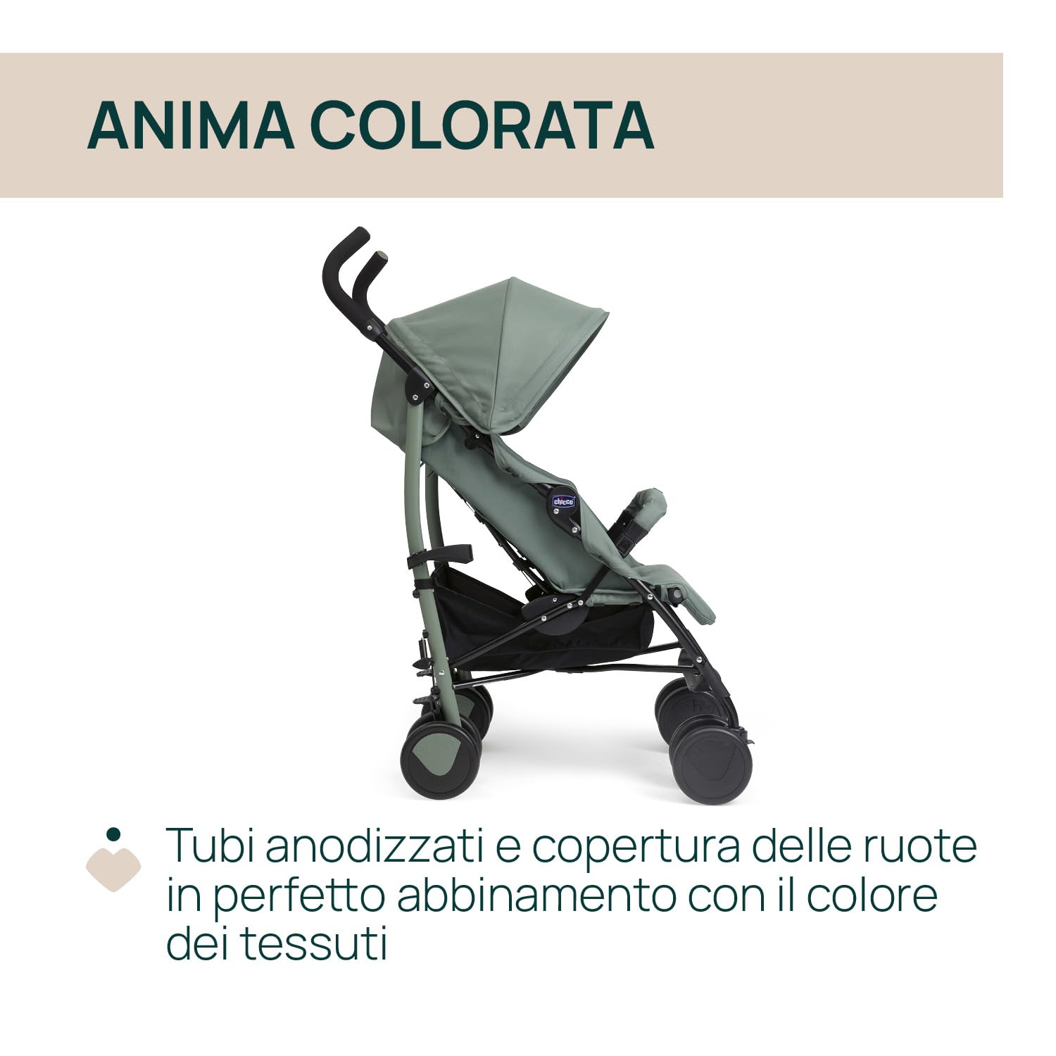 Chicco Echo Lite Passeggino Leggero da 0 Mesi a 22 kg, Schienale Reclinabile in 4 Posizioni, Seduta Spaziosa, Manicotto Paracolpi, Chiusura a Ombrello, Freni Gemellati e Ruote Anteriori Girevoli