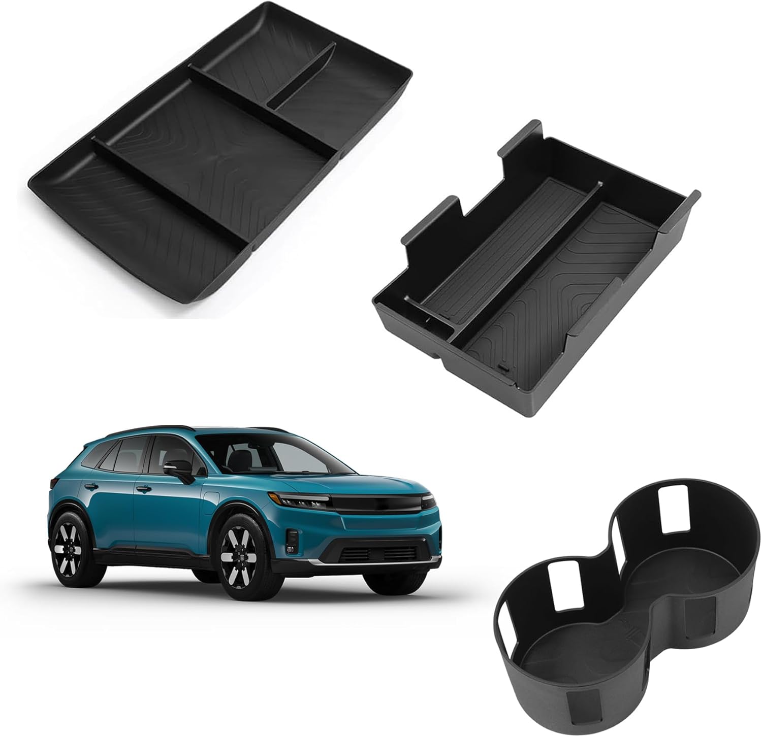 SMABEE 3PCS Center Console Organizer for Honda Prologue EV/Acura ZDX 2026 2025 2024 Accessories, Cup Holder Insert + Armrest Storage Box + Lower Center Console Storage Tray (Black)
