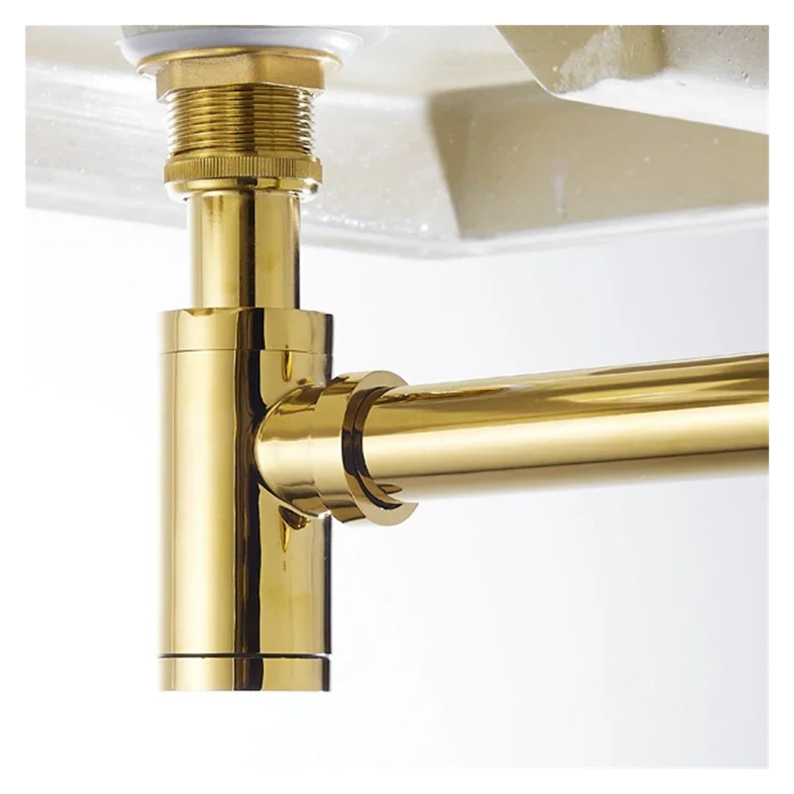 1 Uds cuerpo de latón lavabo drenaje residuos conexión pared plomería trampas P tubo lavado trampa for fregadero baño negro/Oro pulido/cromo Para Bricolaje(Antique Brass)
