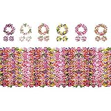 Yojoloin 24 Stück Hawaiian Leis Luau Blumen mit 12 Armbänder 6 Stirnbänder und 6 Halsketten für Luau Hawaiian Party Dekorationen Zubehör Photo Booth Props.
