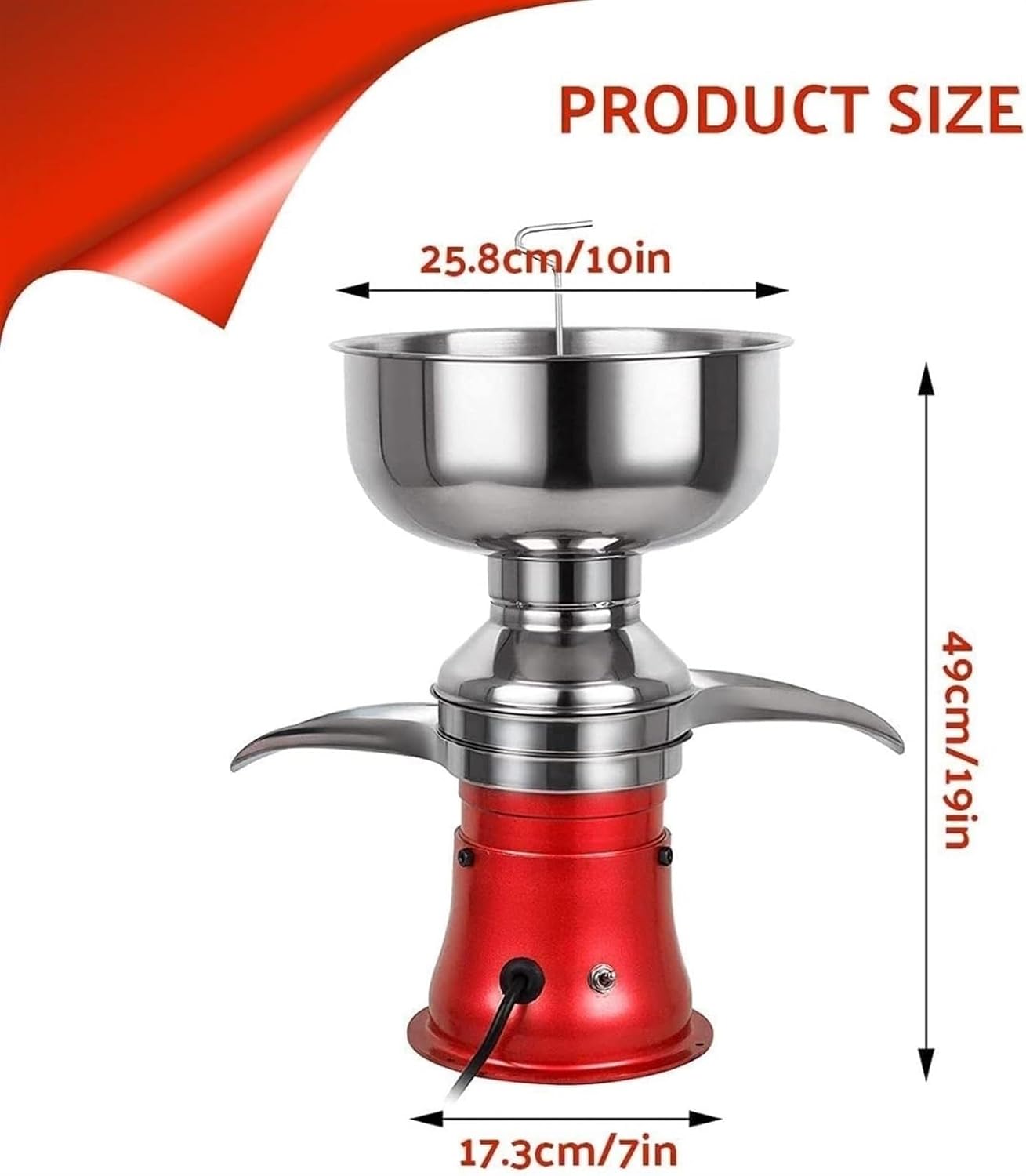 PUCHEN cream separator Mini Multifunctional Milk Separator, Kitchen Centrifuge Cream Machine, Reusable, Food Grade Material, Safe and Healthy, Adjustable for Goats Cows Milk,Red