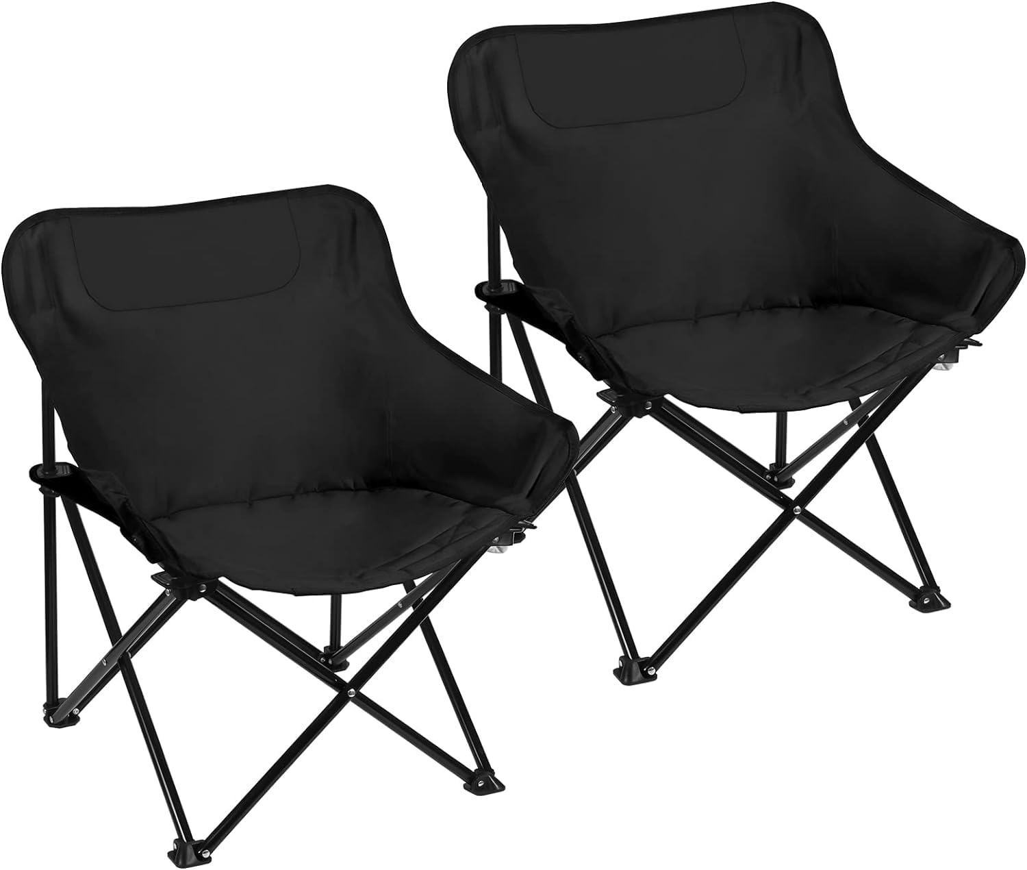 Camping Chairs Set of 2 Portable, Supports 265lbs, Folds in 4 Seconds, Includes Carrying Bags, Black