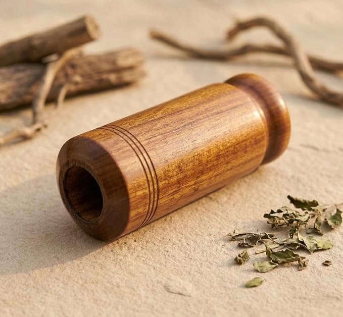 Vijaysar Wood Herbal Glass (90 ml) | Ayurvedic Wooden Tumbler for Wellness | Natural Sugar Management Support | Wooden Cup for Daily Use | Handcrafted Indian Kino Tree Glass (1)