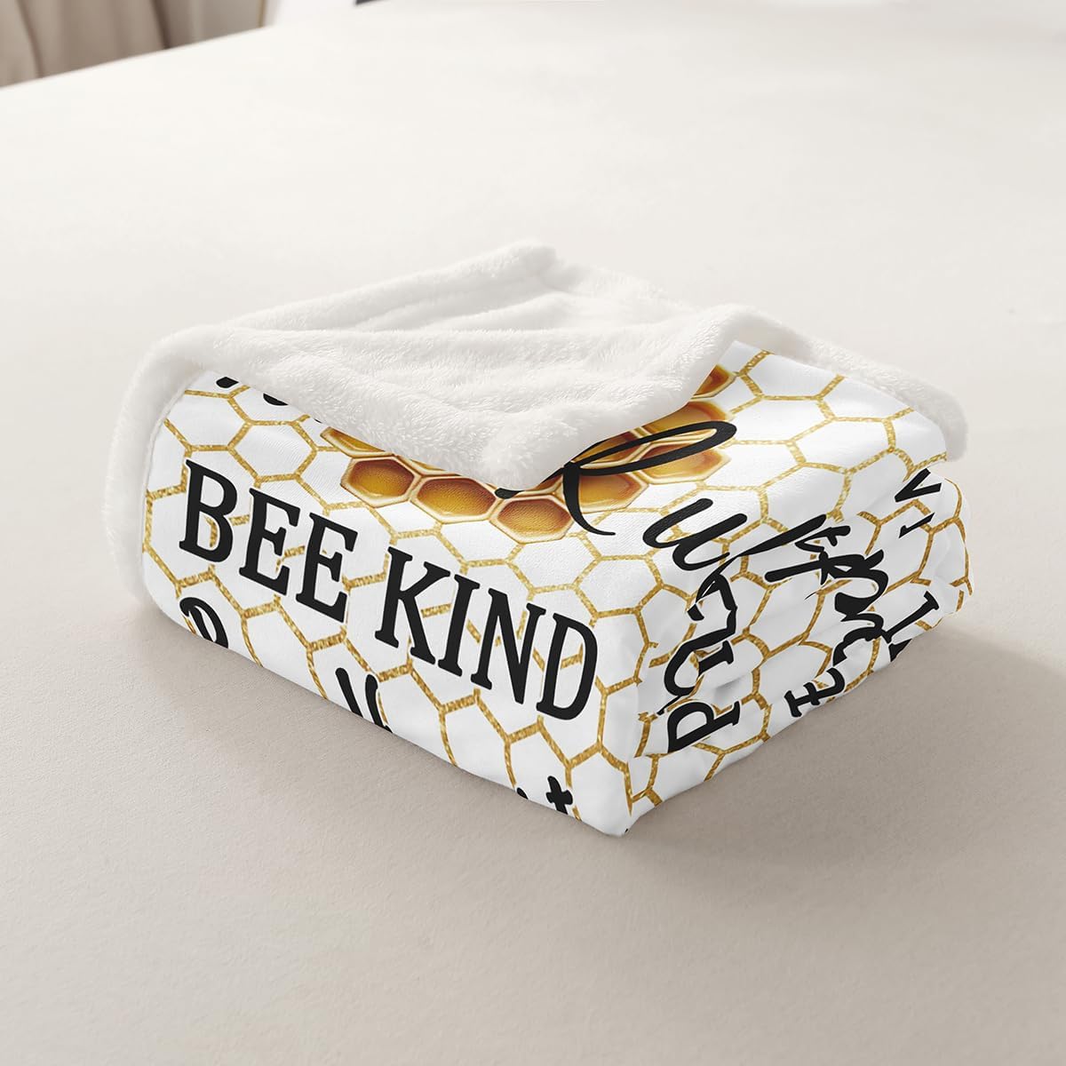 Erosebridal Honeycomb Bed Blanket - 30"x40" Boys & Girls Bee Themed Throw Blanket - Hexagon Geometric Fleece Blanket - Funny Hive Rules - Chic Creative Gifts