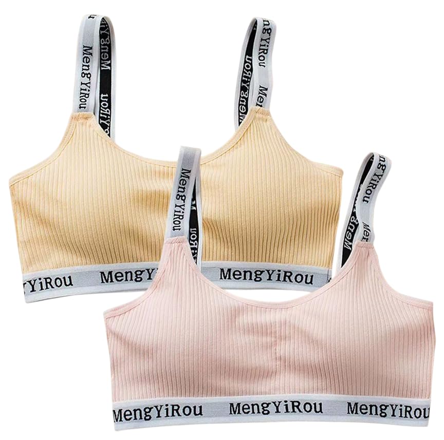 Cotton Every Day Training Padded Bra for Pre Teen Girls||Soft Padded Beginners Bra||Easy Breezy Slip-On T-Shirt ||Teen Age Sports Bra for Girls Age 12 to 17 Years|| 2 Piece Combo-picture-31