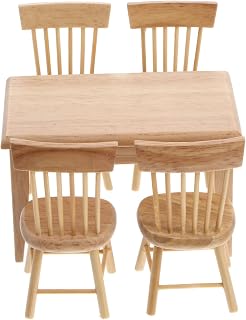 VILLCASE Decoração Amadeirada Para Conjuntos De Artesanato Para 5 Peças Cadeiras Em Miniatura Cadeira De Mesa De Jantar Em Miniatura Micro Enfeites De Móveis Mini Móveis De Casa