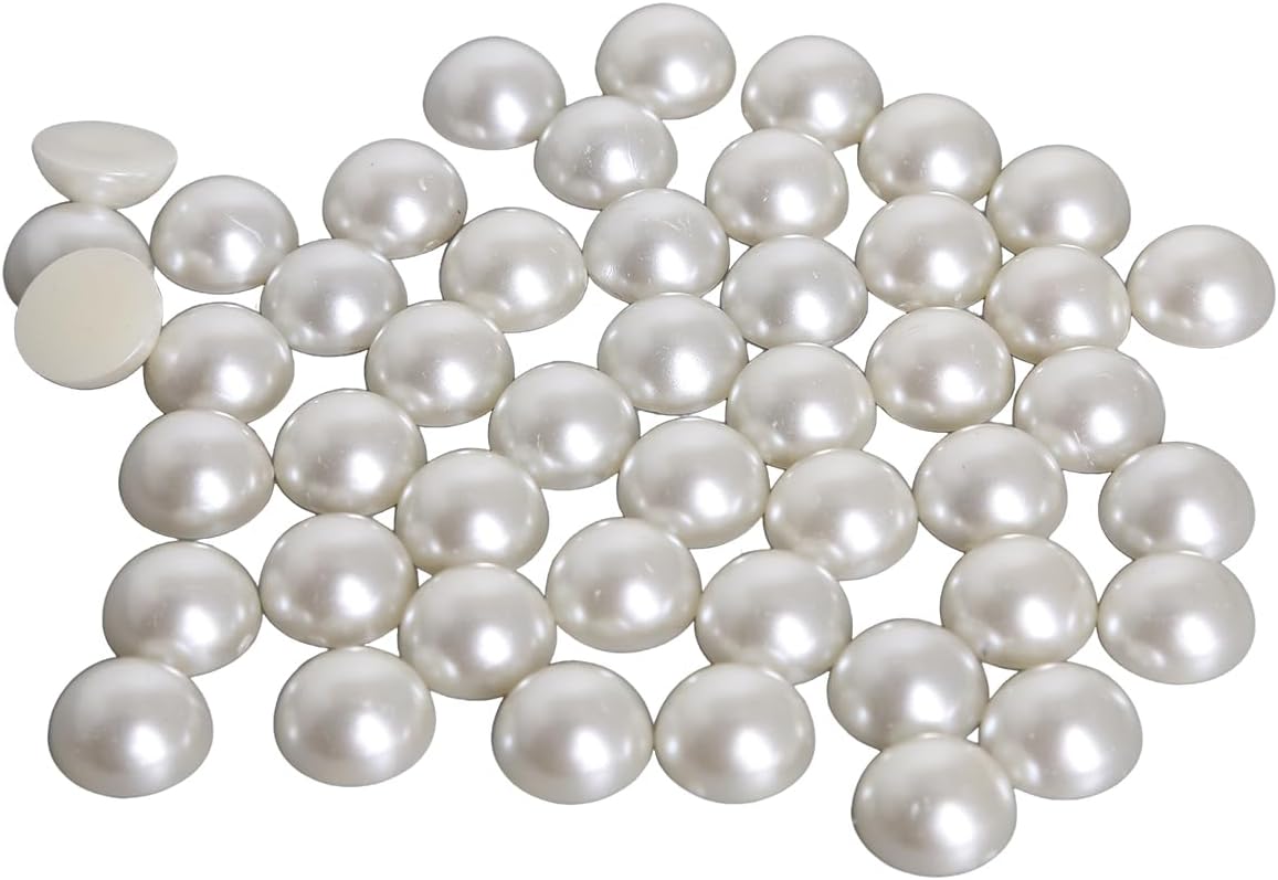 ECYC 200 Pcs 7mm White Half Round Flatback Imitation Pearl