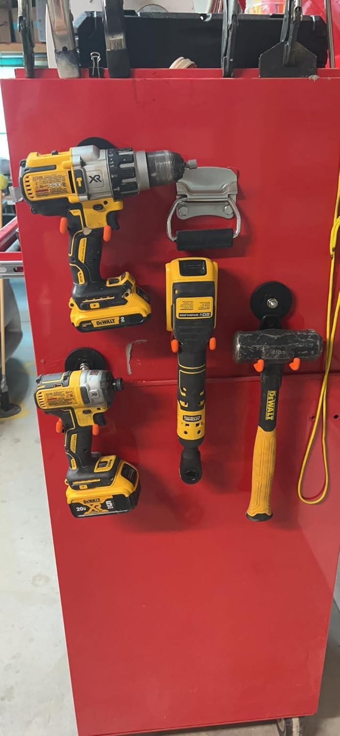 ULIBERMAGNET Ganchos magnéticos resistentes para garajes, 6 unidades, fuertes ganchos magnéticos para taladro, manguera, garaje, taller, ganchos magnéticos de almacenamiento para interiores y