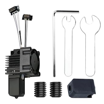 JUUPINE All-in-one Fully Assembled P1/P1P Dedicated Hot End with Cooling Fan for Bambu Lab P1/P1P 3D Printer, Including Thermistor, Ceramic Heater, 0.4mm Hardened Steel Nozzle, Heating Block.