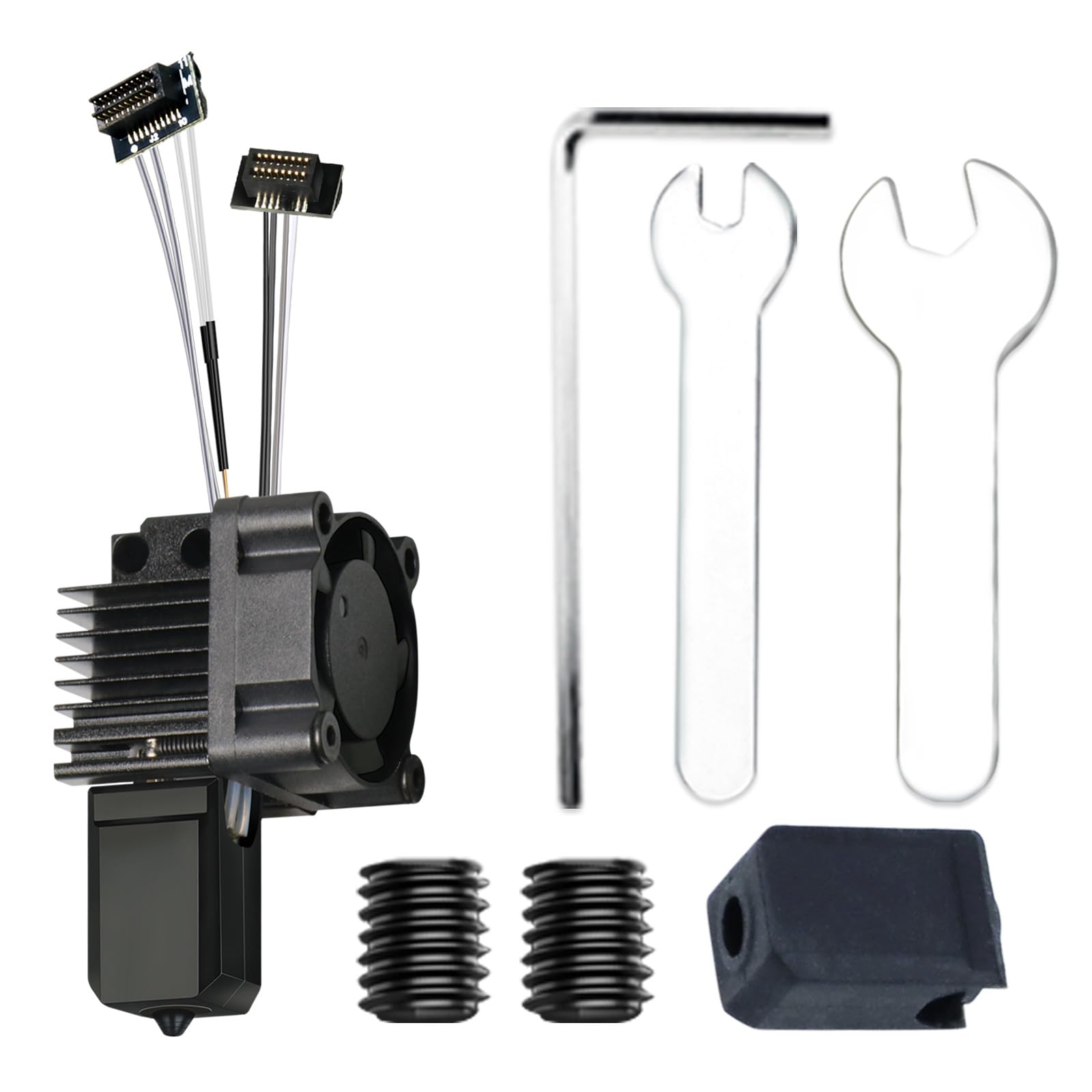 JUUPINE All-in-one Fully Assembled P1/P1P Dedicated Hot End with Cooling Fan for Bambu Lab P1/P1P 3D Printer, Including Thermistor, Ceramic Heater, 0.4mm Hardened Steel Nozzle, Heating Block.
