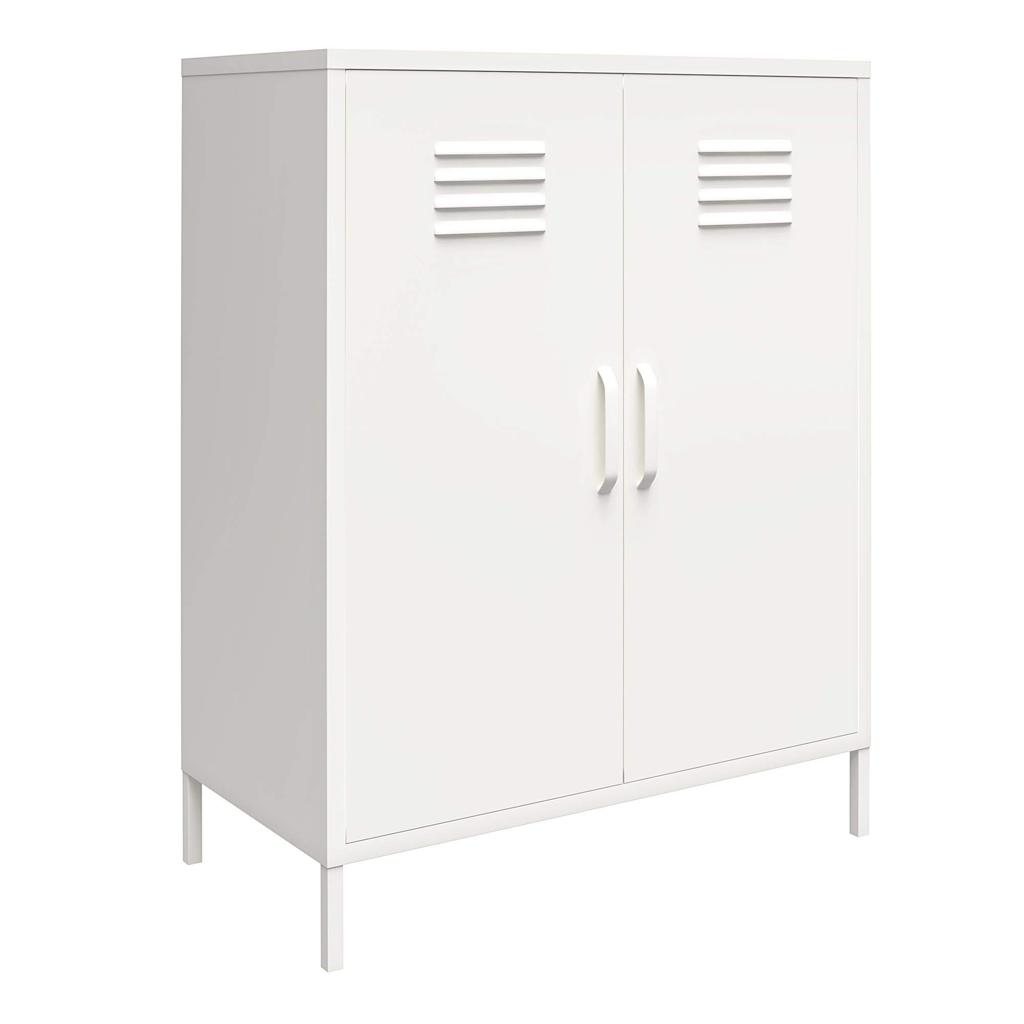 Mission District Storage Cabinet 2 Door Soft White Metal Locker, 80 x 40 x 102cm (WxDxH)