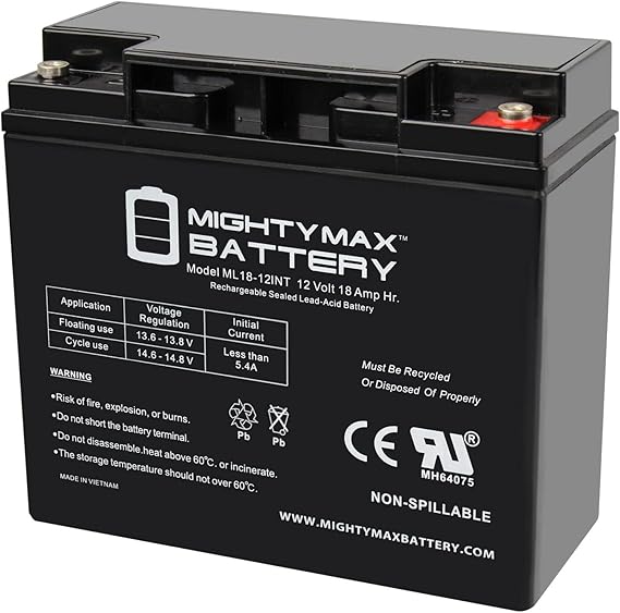 12V 18AH SLA Internal Thread Replacement Battery for ES1230