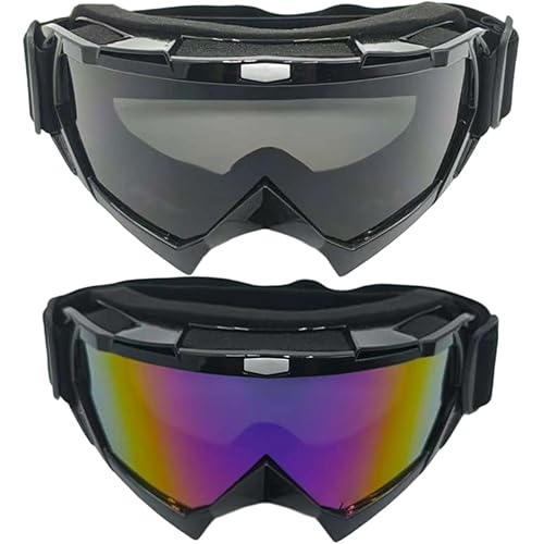 2 Pack Motorcycle Dirt Bike Goggles for Men Women, MX UTV Racing Riding Windproof Dustproof Goggles, Off Road Goggle