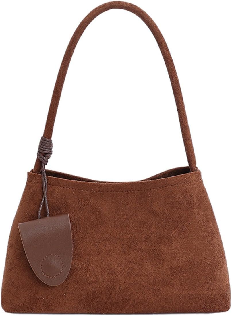 Trendy Faux Suede Top Handle Bag for Women 2025 Large Capacity Hobo Shoulder Bag Minimalist Office Commuter Tote