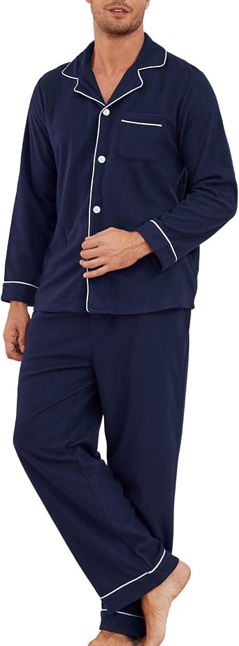 U2SKIIN Mens Flannel Pajama Set Soft Long Sleeve Warm Sleepwear for Men