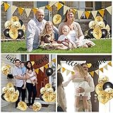 Welcome Home Decorations, Welcome Home Banners Balloons Set,Black Gold Glitter Banner,Pennant Flag Bunting,Confetti Balloon,Round Garland for Family Boy Girl Baby Showers - Image 8