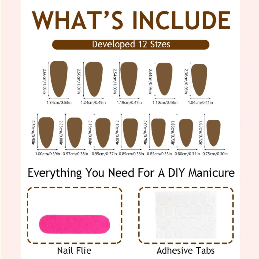 Almond Acrylic Glossy Artificial Nails French Tip False Nails 24 Pieces Stick on Nails for Women