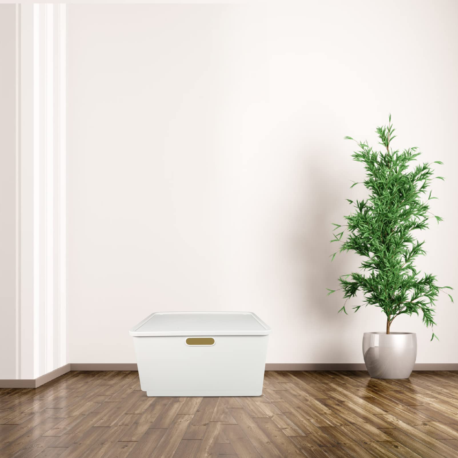 Amosfun Kunststoffbox mit Deckel aus Pp Weiße Aufbewahrungsbox für Haushaltswaren und Kleinteile Schlichtes Design für Ordnung im Zuhause