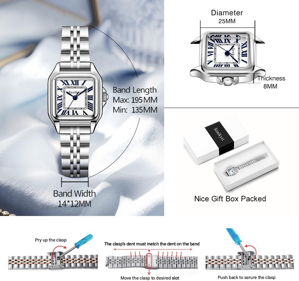 Classic Square Watches for Women with Roman Numerals Ladies Casual Dress Watch - Image 6