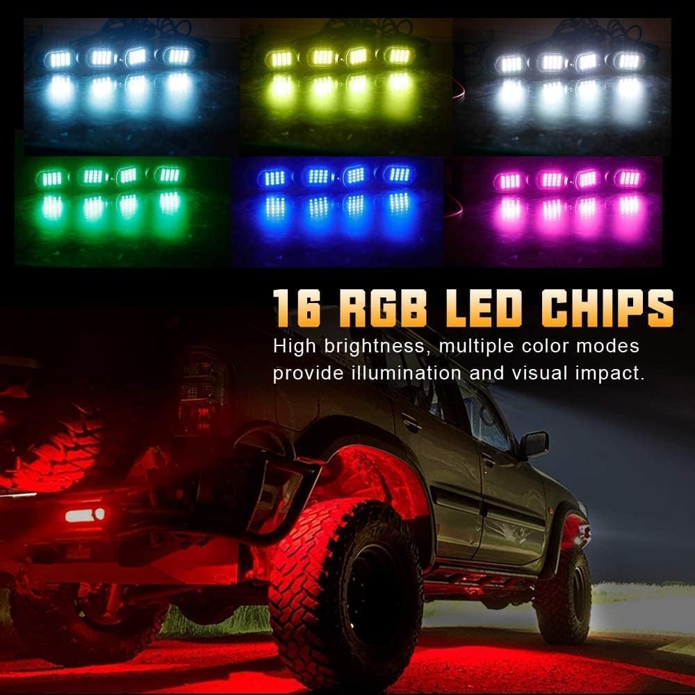 SUNPIE Rock Lights, 6 Pods RGB LED Rock Lights Underglow kit with APP/Remote Control & Music Mode, Waterproof Underglow Light kit for Car Jeep ATV UTV SUV Pickup Off Road RZR