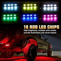 Vista 3 de SUNPIE Rock Lights, 6 cápsulas RGB LED Rock Lights Underglow kit con aplicacióncontrol remoto y modo de música, kit de luz subterránea impermeable
