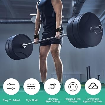 Weight Lifting Straps,2PCS Weightlifting Straps Anti-Slip Wrist Strap for Weightlifting with D Ring Gym Wrist Strap Deadlift Strap for Bodybuilding Strength Training Deadlifting, Enhanced Grip