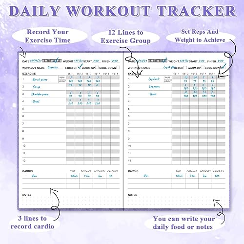 Miniatura 9 de Planificador de fitness  Planificador de entrenamiento para mujer y hombre, planificador de fitness para mujeres y hombres  Diario de entrenamiento