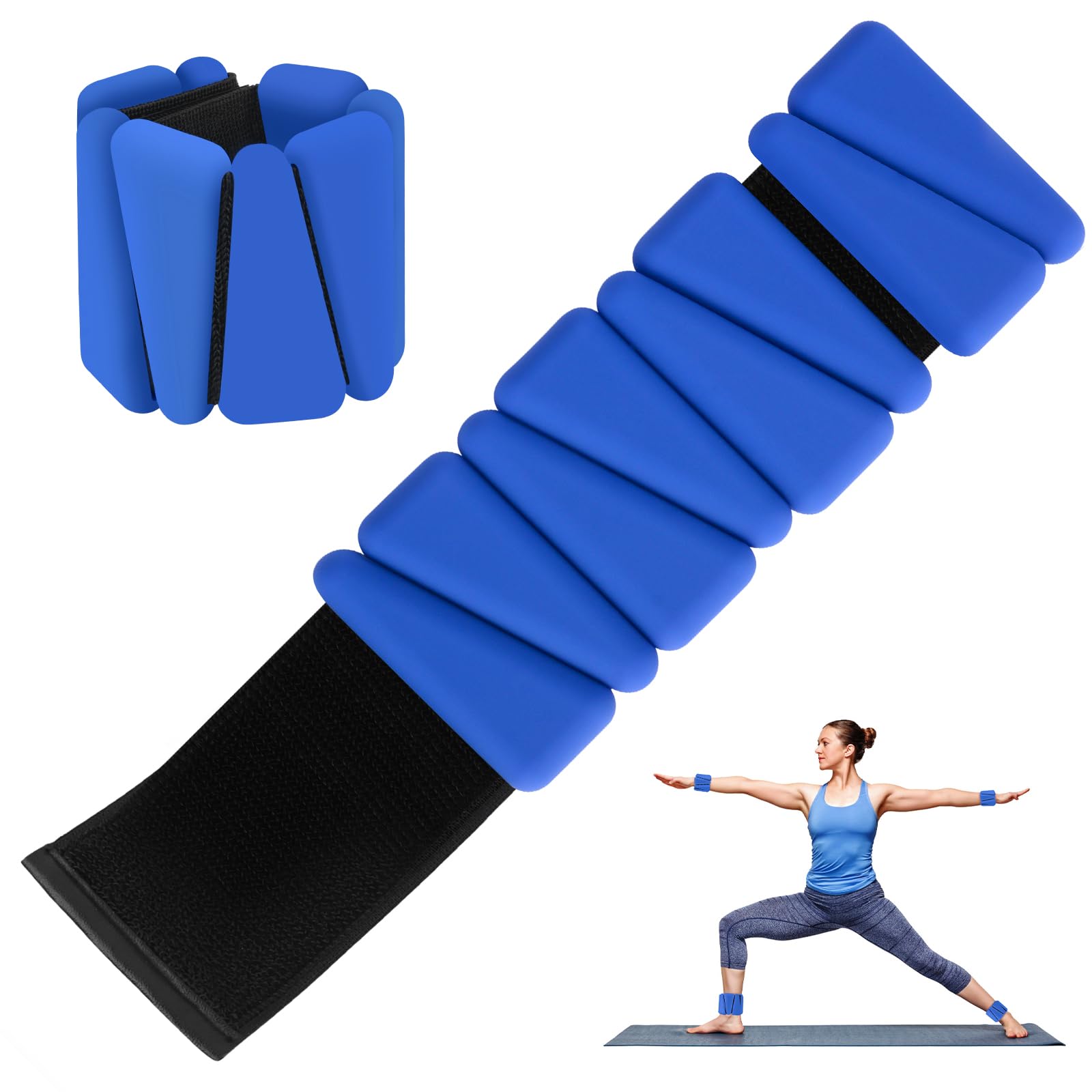 Wrist Weights Set of 2, Wearable Ankle & Wrist Weights, Adjustable Silicone Weight Bracelets (1Lbs Each) Fits for Women & Men, Suitable for Yoga, Pilates, Dance, Running, Pool Exercises, Jogging