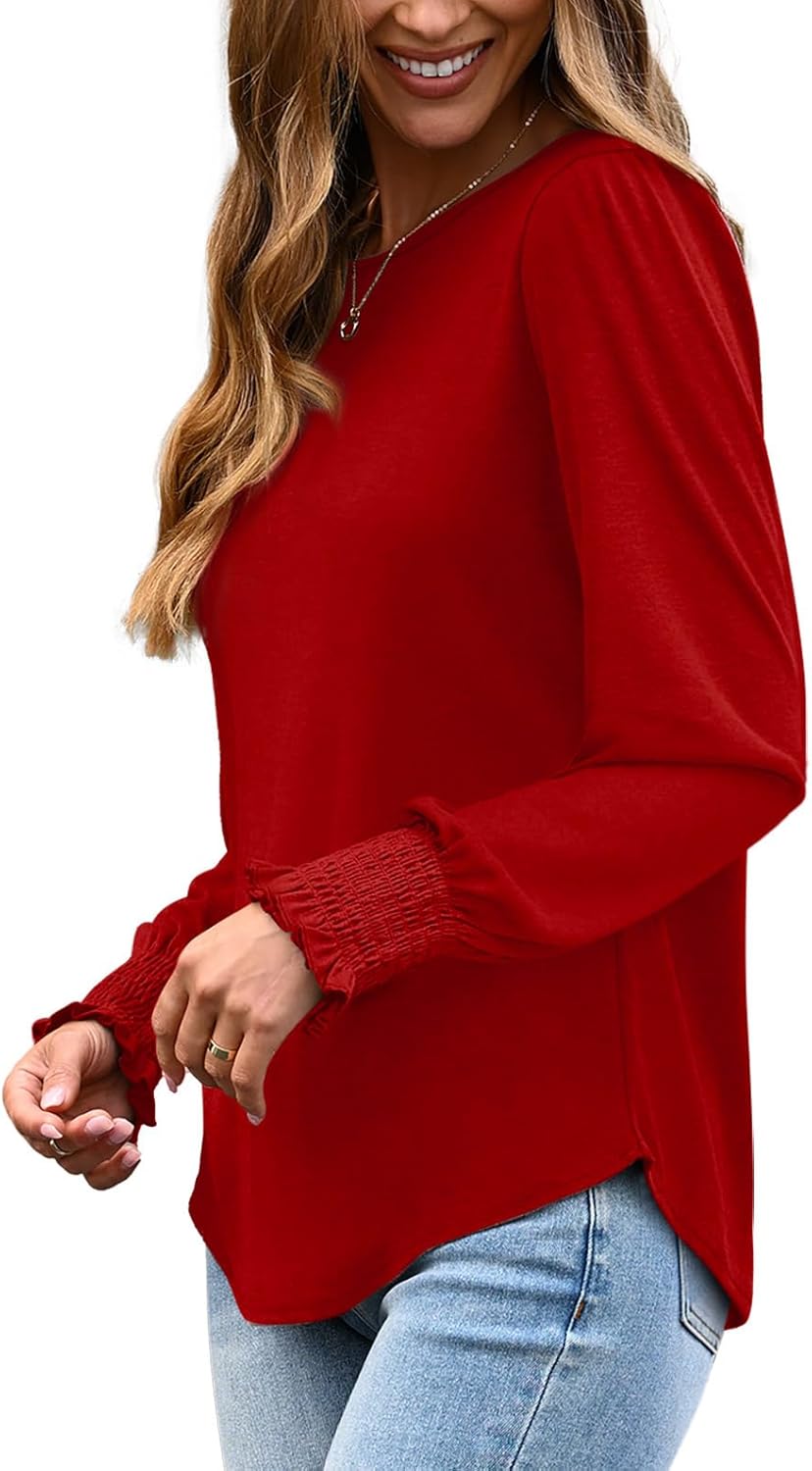 XIEERDUO Blouses for Women Dressy Casual Long Sleeve Shirts Fashion Clothing Puff Sleeve Tunic Tops with Smocked Cuffs - Image 5