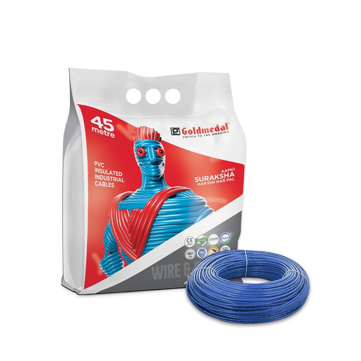 Goldmedal 45 Meter 1100V 1.0 Sq mm Fire Retardant Electric Wire (Blue) - Pack of 1 | Wire for Domestic & Industrial Connection Use | Multi-Strand, PVC Electrical Insulated Copper Wire-image-8