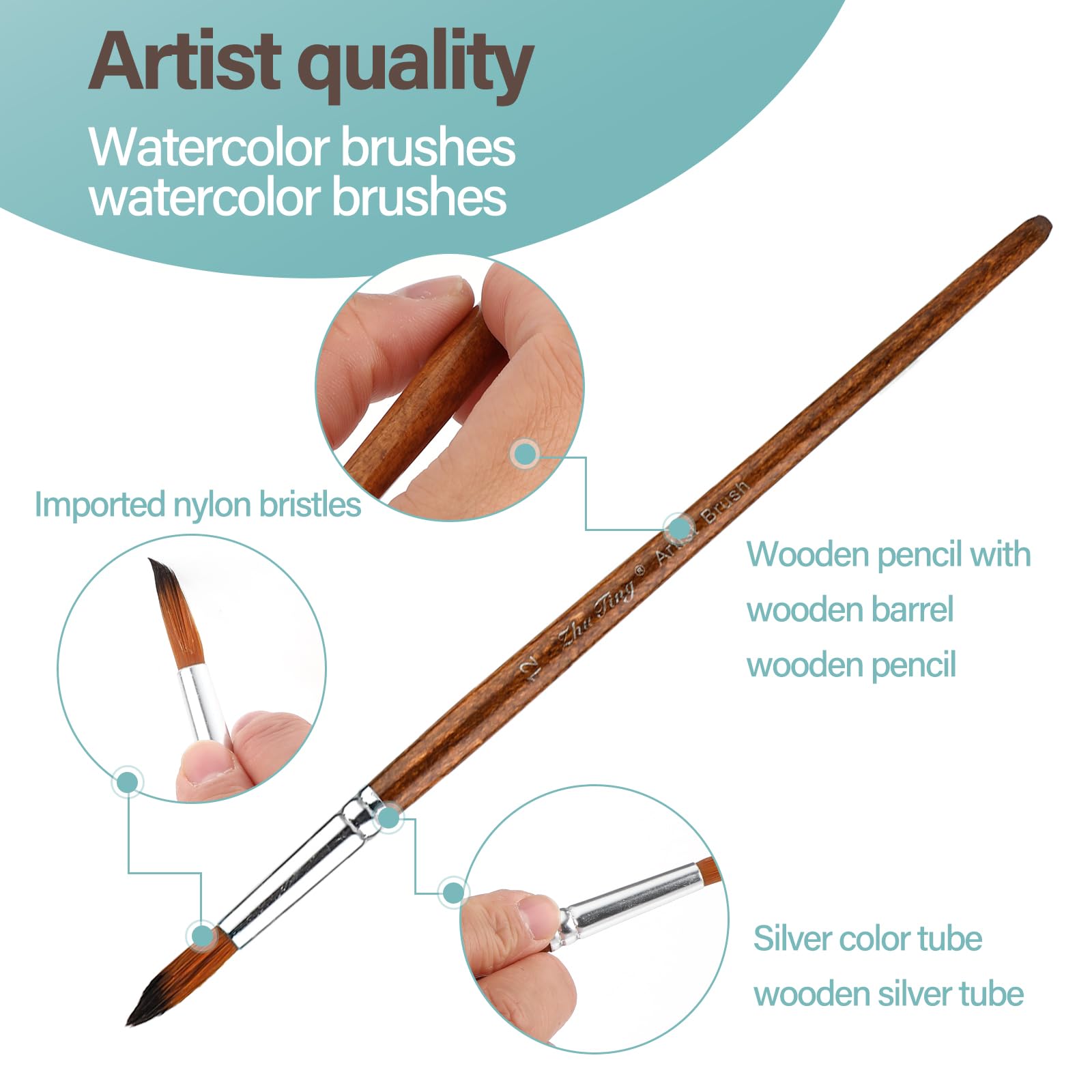 Thinp Watercolor Painting Brush Set 12Pcs Round Pointed Tip Artist Paint Brushes Professional Detail Paint Brushes for Watercolor Acrylics Oil - Image 3