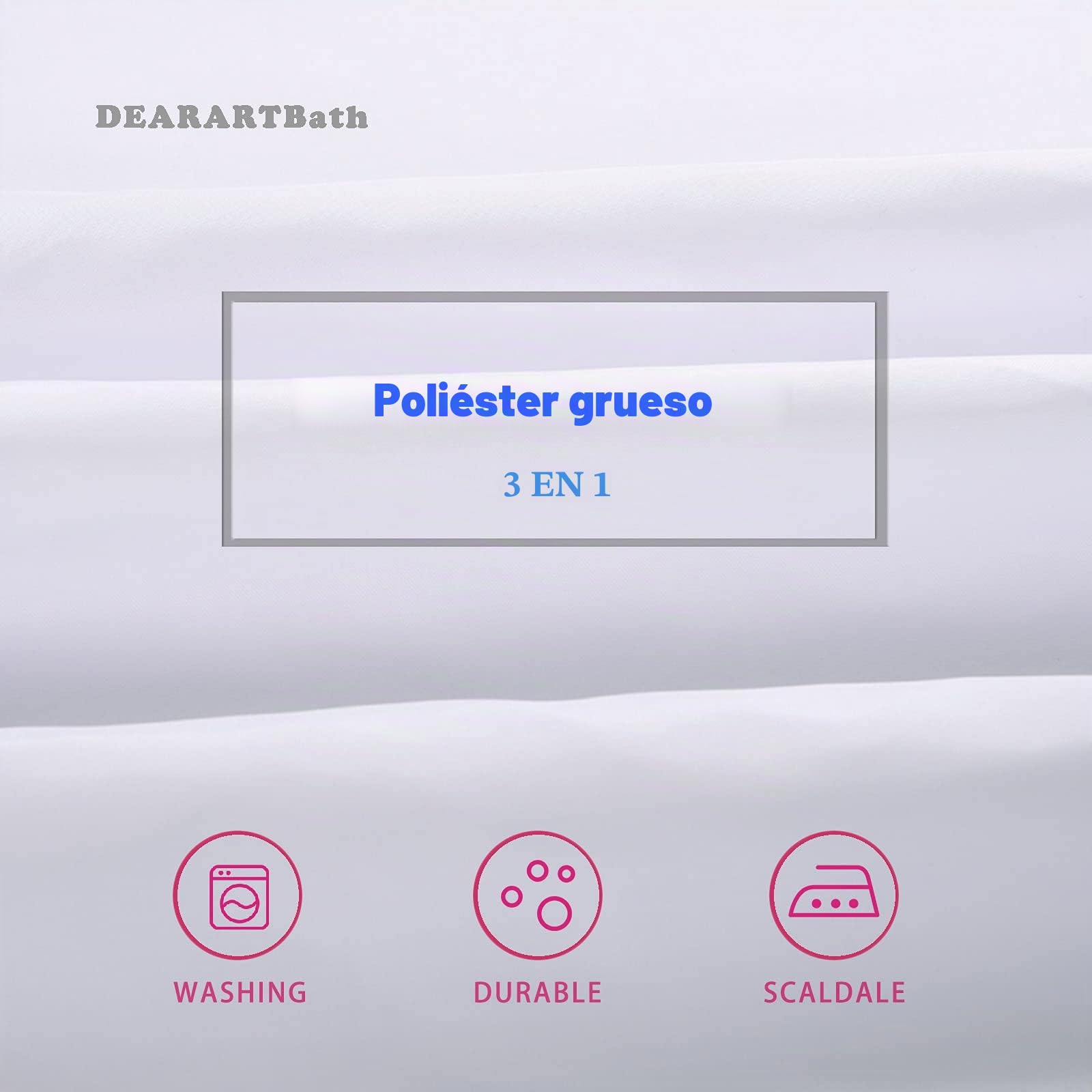 DEARARTBath Cortina de Ducha Blanca Pura para el baño, 180cm (L) × 180cm (W) Tela Cortina de Ducha Conjunto con Grommet y Ganchos, Resistente al Agua Impermeable